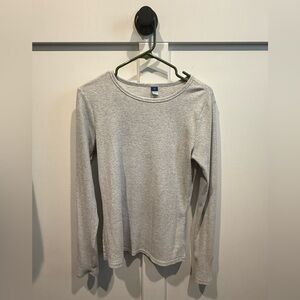 Women’s Gray Long Sleeve Ribbed Top - Large Tall